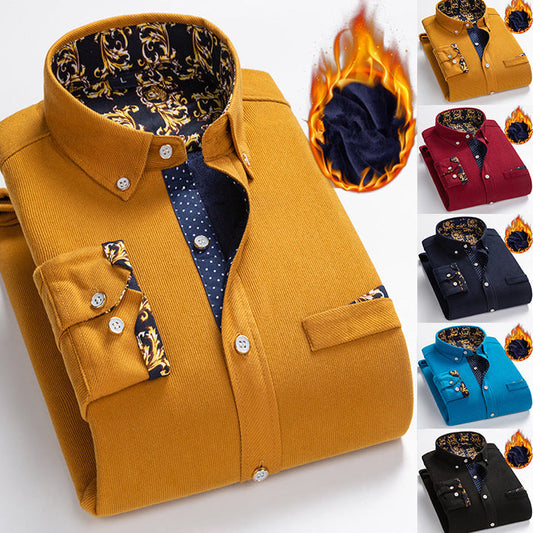 Hot Sale - 60% OFF💥Men's High Quality Corduroy Warm Winter Shirt Thick Fleece