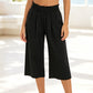 👖 Damen-Freizeithose – einfarbige Weitbeinhose mit hohem Bund, Kordelzug & Taschen, 7/8-Länge, bequem & vielseitig für Alltag & Sommer ☀️