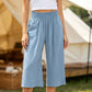 👖 Damen-Freizeithose – einfarbige Weitbeinhose mit hohem Bund, Kordelzug & Taschen, 7/8-Länge, bequem & vielseitig für Alltag & Sommer ☀️