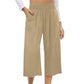 👖 Damen-Freizeithose – einfarbige Weitbeinhose mit hohem Bund, Kordelzug & Taschen, 7/8-Länge, bequem & vielseitig für Alltag & Sommer ☀️