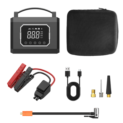 🚗 Tragbarer Auto Starthilfe Booster & Luftkompressor ⚡ Schnellstart & Reifenaufpumpen