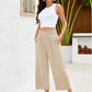 👖 Damen-Freizeithose – einfarbige Weitbeinhose mit hohem Bund, Kordelzug & Taschen, 7/8-Länge, bequem & vielseitig für Alltag & Sommer ☀️