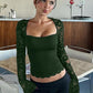 👚 60% RABATT! 🌸 Einfarbiges Damen-T-Shirt – Spitzenblumenmuster, Gesplittete Rüschen & Transparente Ärmel für Romantischen Look ✨