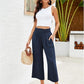 👖 Damen-Freizeithose – einfarbige Weitbeinhose mit hohem Bund, Kordelzug & Taschen, 7/8-Länge, bequem & vielseitig für Alltag & Sommer ☀️