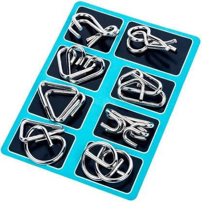 🧠🔠Metal Puzzle Ring Eight-Piece Blue Version Brain Teasers