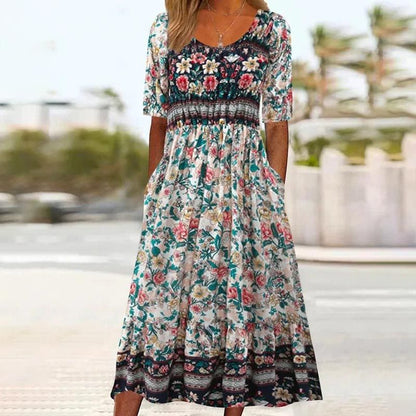 🌷2025 summer  Hot Sale 50% OFF🍃🔥Women’s Elegant Bohemian Print Dress