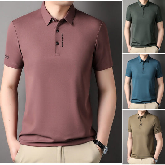 【🔥Für kurze Zeit: 50 % Rabatt】👕Herren Slim-Fit T-Shirt mit kurzen Ärmeln, Knopfleiste und Hemdkragen