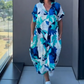 👗 50% RABATT! 🌸 Lässiges Elegantes Bedrucktes V-Ausschnitt Kleid für Damen – Fließender Stoff, Schmeichelhafte Passform & Perfekt für den Frühling ☀️