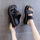 Damen Slip-On Sandalen mit Strassstein und dicker Plattform