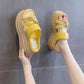 Damen Slip-On Sandalen mit Strassstein und dicker Plattform