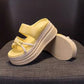 Damen Slip-On Sandalen mit Strassstein und dicker Plattform