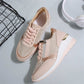 Women's Casual Mesh Lace-Up Wedge Sole Sneakers with Side Zipper
