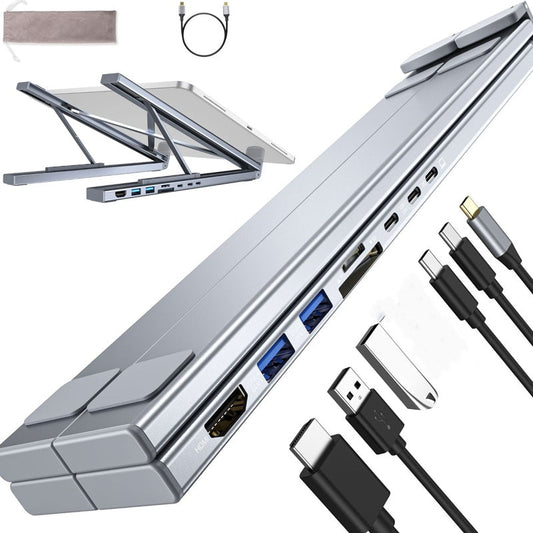 💻 💥50% RABATT! ⚡ 2-in-1 USB-C Dockingstation & Laptopständer – 8 Ports, 4K HDMI & Höhenverstellbar für Mehr Produktivität 🖥️
