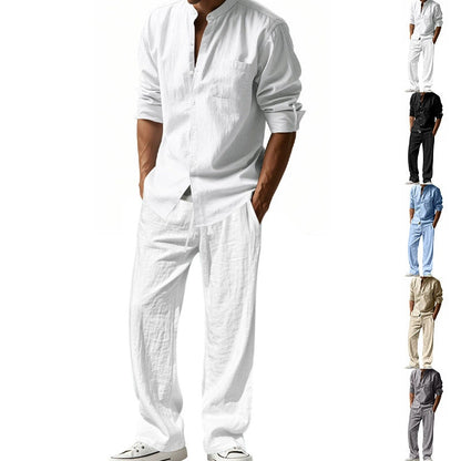 👔⏰ ZEITLICH BEGRENZTES SPECIAL – 50% RABATT! Herren Casual Atmungsaktives Hemd und Hose Set – Lässig, bequem & perfekt für Arbeit & Alltag 🍂
