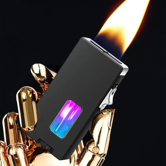 Wide Flame Butane Lighter with LED Window & Shake Ignition