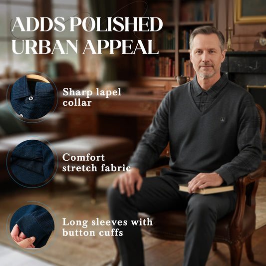 👕 50% OFF! 📢 Men's Plaid Mock 2-Piece Top – Stylish & Comfortable ✨