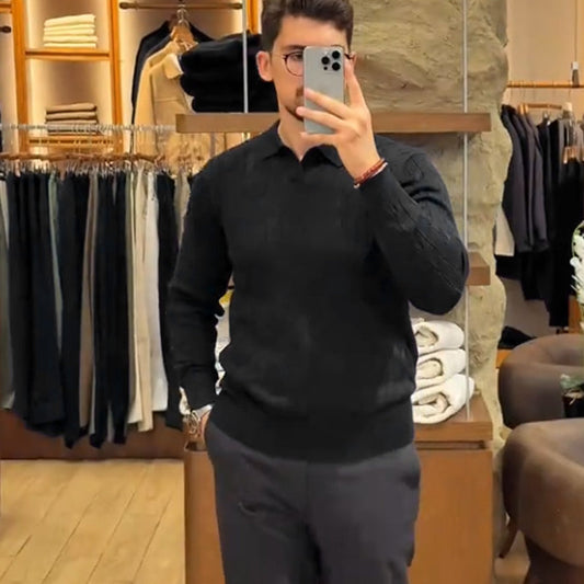 Men's Casual Lapel Knit Sweater