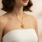 Elegant Gold Tone Flower Pendant Necklace
