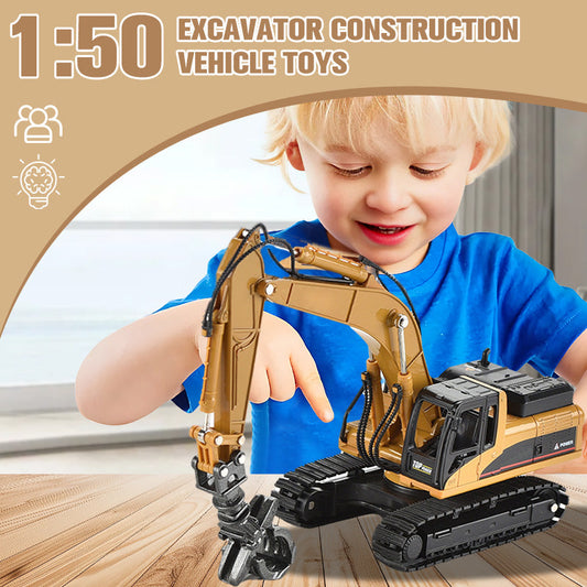 🚧 ZEITLICH BEGRENZT 50% RABATT! ✨ Bagger & Baufahrzeug-Modelle – Maßstab 1:50, Legierung, Bewegliche Teile 🎁