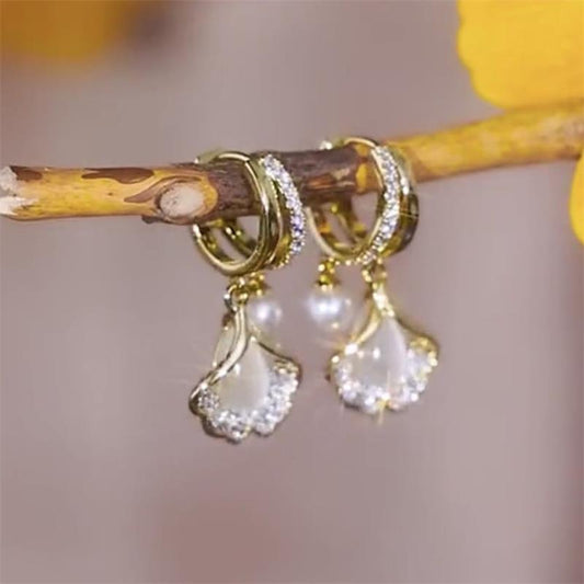 🔥Solange der Vorrat reicht 50 % Rabatt!🎉Katzenaugen-Ohrringe in Ginkgo-Blatt-Form – Elegante & vielseitige Ohrclips ✨🍁