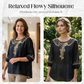 Bestickte Bluse aus Baumwoll-Leinen-Mischung für Damen