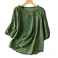 Bestickte Bluse aus Baumwoll-Leinen-Mischung für Damen