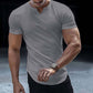 🌞Frühlingserwachen: 50% Rabatt!✨ Herren Lässiges Einfarbiges Athletic T-Shirt – Gekerbter V-Ausschnitt, Slim Fit & Stretch-Stoff für Kraftvolle Silhouette