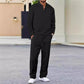 Herren Waffelstrick-Set: Sweatshirt & Hose mit geradem Bein