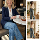 Damen Weite Bein Jeans mit floralem Jacquard-Muster ✨