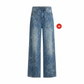 Damen Weite Bein Jeans mit floralem Jacquard-Muster ✨