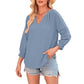 👚 50% RABATT! 🌸 Elegante Boho-Bluse mit V-Ausschnitt & Laternenärmeln – Luftig, Leicht & Figurumschmeichelnd für Einen Romantischen Look ✨