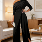 💎 50% RABATT! 💎 Eleganter einteiliger Overall mit einer Schulter für Damen – Fließende weite Beine, Wickelrock-Detail & hochwertiger atmungsaktiver Stoff