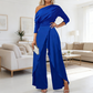 💎 50% RABATT! 💎 Eleganter einteiliger Overall mit einer Schulter für Damen – Fließende weite Beine, Wickelrock-Detail & hochwertiger atmungsaktiver Stoff