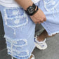 🔥 Herren-Jeansshorts mit Rissen und Fransen