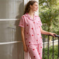 😊50 % Rabatt 🌸Damen-Pyjama-Set mit Herzprint und Streifen☁️Hautpflege, leicht wie eine Wolke