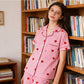 😊50 % Rabatt 🌸Damen-Pyjama-Set mit Herzprint und Streifen☁️Hautpflege, leicht wie eine Wolke