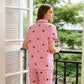 😊50 % Rabatt 🌸Damen-Pyjama-Set mit Herzprint und Streifen☁️Hautpflege, leicht wie eine Wolke