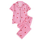😊50 % Rabatt 🌸Damen-Pyjama-Set mit Herzprint und Streifen☁️Hautpflege, leicht wie eine Wolke