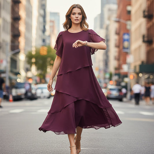 👗 60% RABATT! ✨ Elegantes Kleid mit Lagenlook & Flatterärmeln – Bezauberndes Design, Fließender Stoff & Perfekt Für Besondere Anlässe 🌸