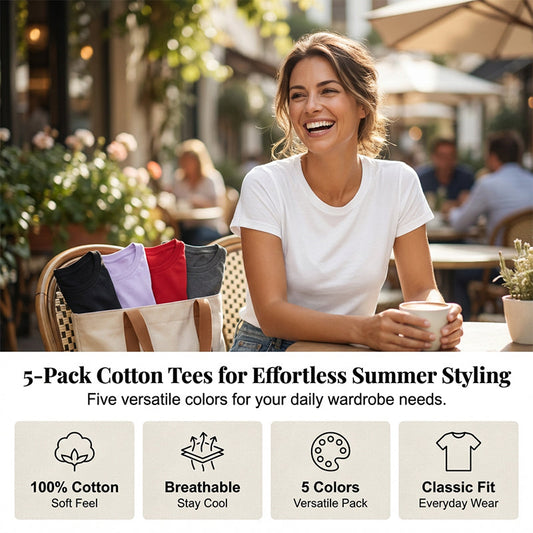 5er-Pack vielseitige unifarbene T-Shirts