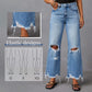 Hochbund-Jeans mit Rissen und Schlag für Damen