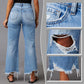 Hochbund-Jeans mit Rissen und Schlag für Damen