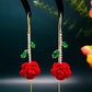 🌹 JETZT 50 % RABATT! 💎 Rote Rosen-Ohrstecker mit Kristallstiel – zartes Design, leicht und perfekt für romantische Anlässe oder den eleganten Alltag ✨