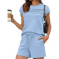 Damen-Pintuck-T-Shirt & Schnürhosen 2-teiliges Set