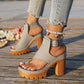 Sandalen mit breitem Absatz und Riemchen um den Knöchel