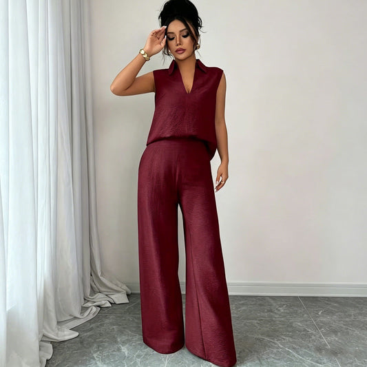 👗 50% RABATT! 👖 Damen ärmelloses Oberteil & weites Bein Hosen Set – Fließender Stoff, luftiger Schnitt & perfekt für Sommer, Strand oder elegante Anlässe – stilvoll kombinierbar ✨