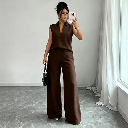 👗 50% RABATT! 👖 Damen ärmelloses Oberteil & weites Bein Hosen Set – Fließender Stoff, luftiger Schnitt & perfekt für Sommer, Strand oder elegante Anlässe – stilvoll kombinierbar ✨