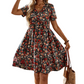 Sommerkleid für Damen mit Blumenmuster, V-Ausschnitt und kurzen Ärmeln
