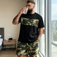Herren Camouflage-Print T-Shirt & Shorts Set