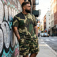 Herren Camouflage-Print T-Shirt & Shorts Set